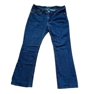 Lee Dark Wash Blue Denim Jeans Barely Bootcut Mid Rise Stretch Embellished 18